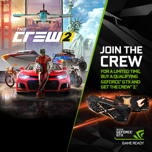 Rejoignez l'équipe en achetant un produit GeForce® GTX et obtenez The Crew® 2.*
